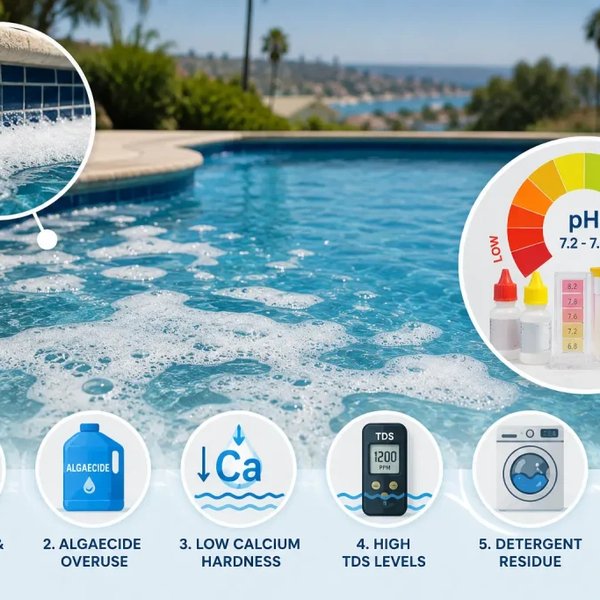 Cloudy pool water from chemical imbalance on a Fairview, TX pool